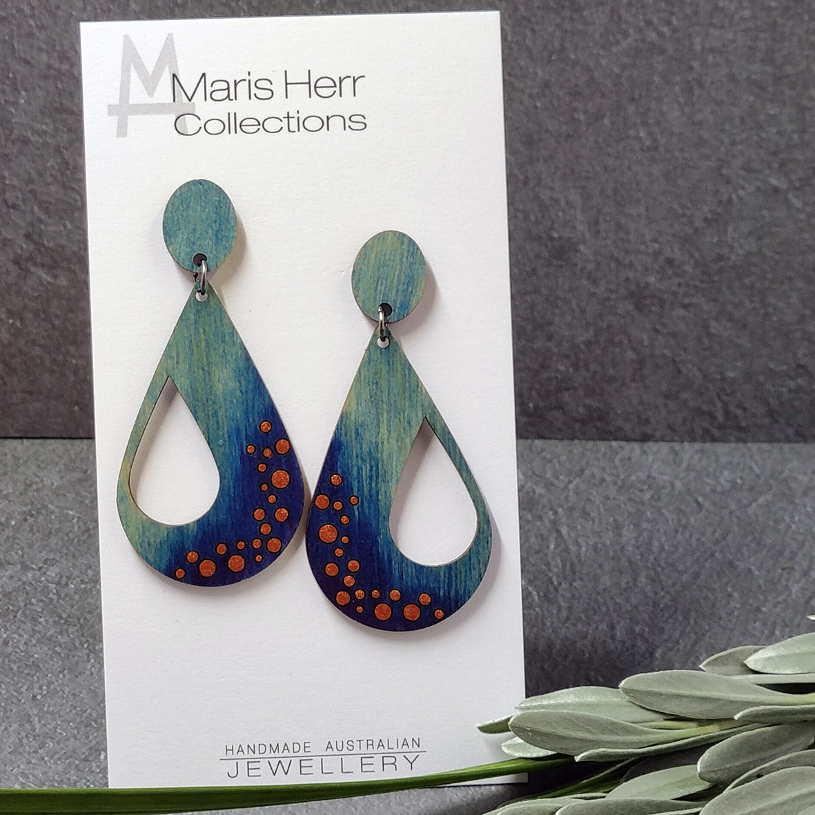 Tear Drop Earring - Denim