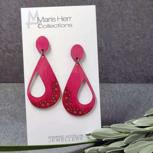 Tear Drop Earring - Fuchsia